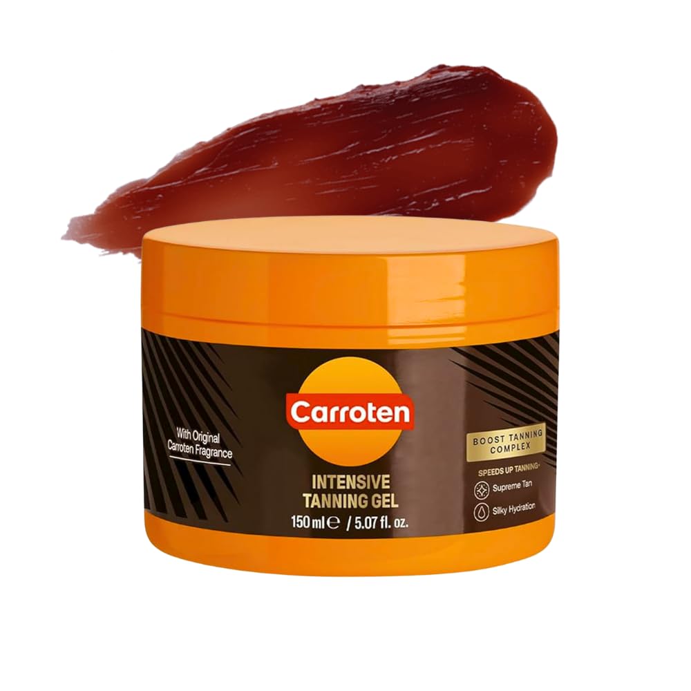 Gel Carroten tan intensif sur la bouteille pour un bronzage progressif.
