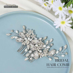 Casdre peigne mariée cristal-perles vue rapprochée montrant les strass