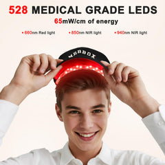 Casque Laser Croissance Cheveux, démarrage sans effets, design sûr et non invasif.