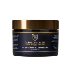 Caswell-Massey Heritage Woodgrain Sandalwood : bouteille élégante pour un rasage précis et confortable.