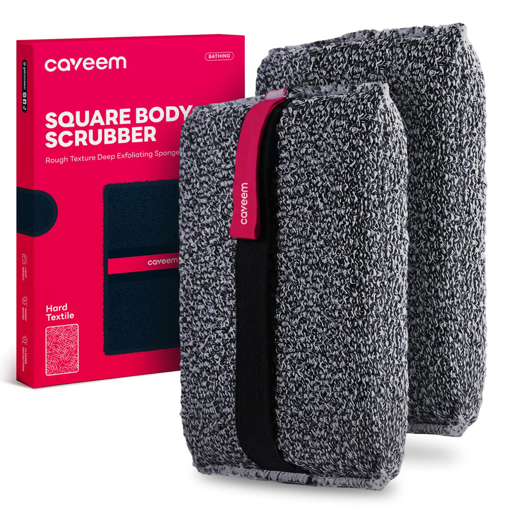 Gant exfoliant Caveem ensemble, prêt à nettoyer en profondeur la peau.