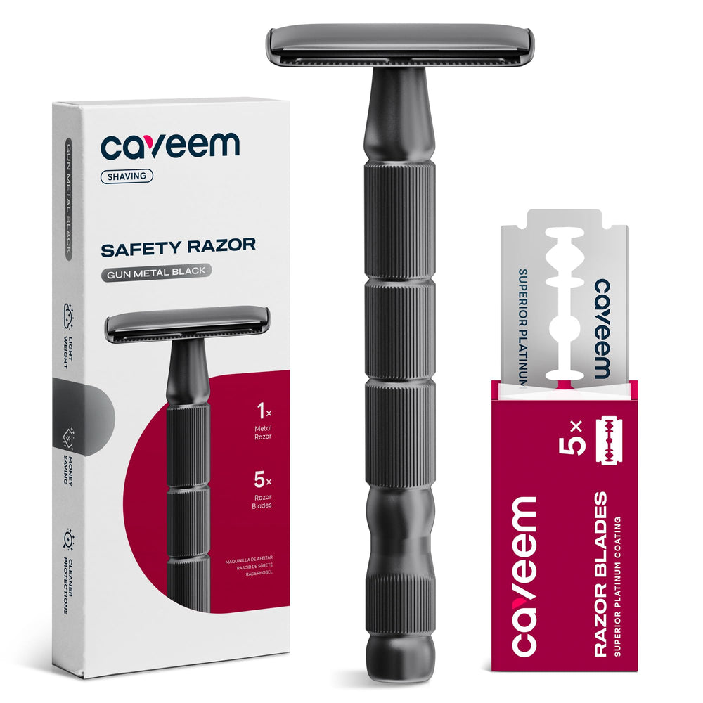 Rasoir double-tranchant CAVEEM en métal, rasage net et durable