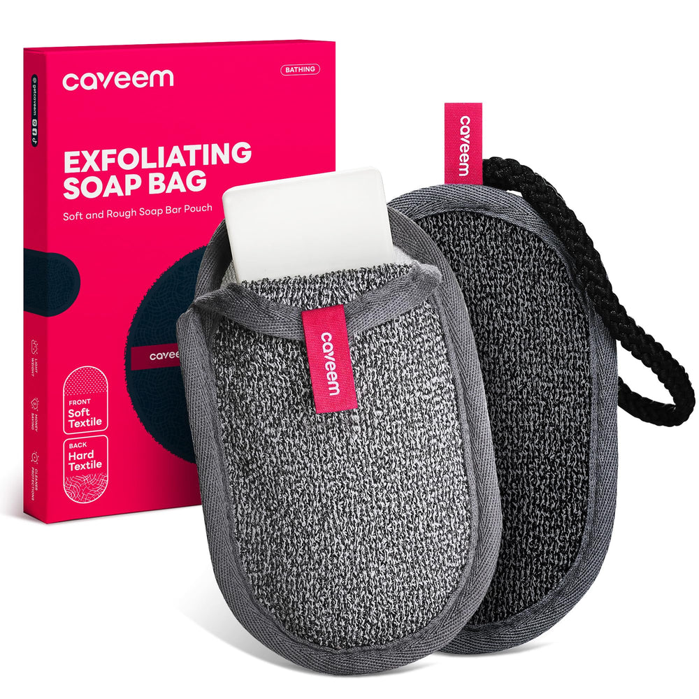 CAVEEM sac à savon avec face douce pour exfolier le visage en douceur