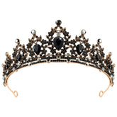 Couronne gothique noire CAVETEE avec strass pour un look baroque élégant