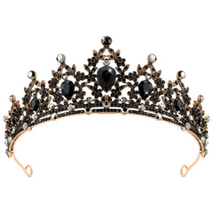 Couronne gothique noire CAVETEE avec strass pour un look baroque élégant