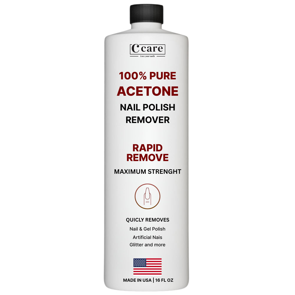 C CARE 100% Pure Acetone bottle for fast nail polish removal and professional results.