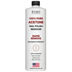 C CARE 100% Pure Acetone bottle for fast nail polish removal and professional results.