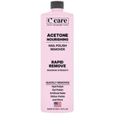 CCare dissolvant acétone pour ongles, flacon en vue et retrait rapide du vernis