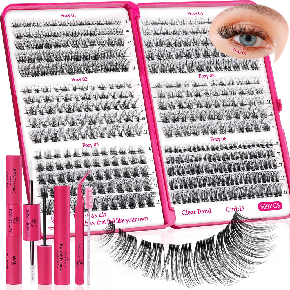 CCODDY Nova Lash Clusters Kit: ensemble complet de 360 pièces, bandes 8-16 mm, effet naturel.
