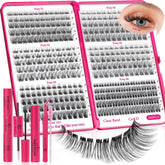 CCODDY Nova Lash Clusters Kit: ensemble complet de 360 pièces, bandes 8-16 mm, effet naturel.