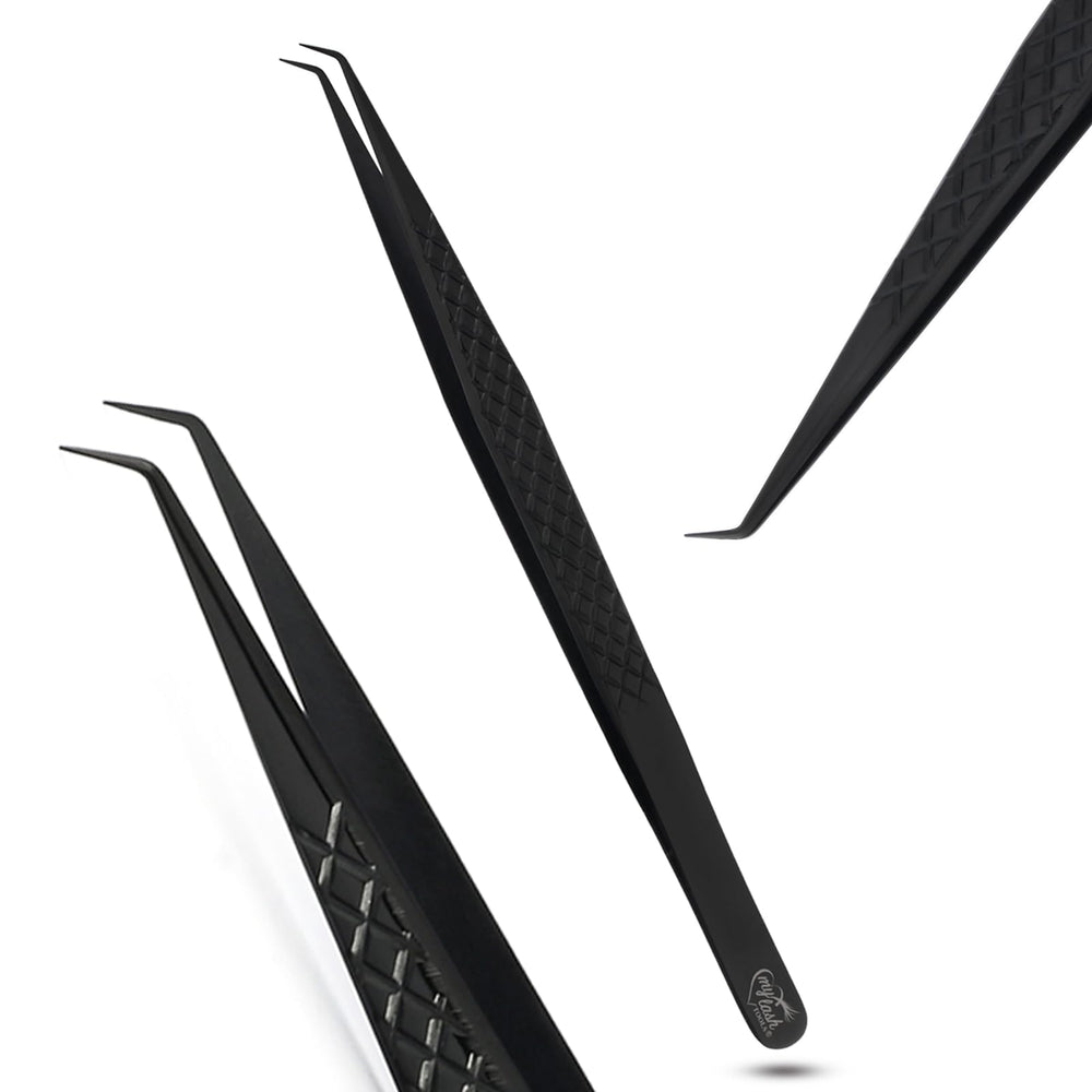 Cross Edge CEC pince isolation cils courbée 14cm noir précision pour extensions