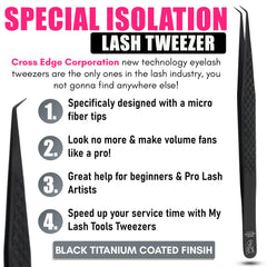 Cross Edge CEC pince isolation cils japonaise acier noir finition titanée