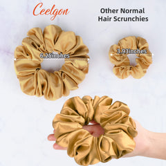 CEELGON chouchou satin café, idéal pour cheveux fins et queues volumineuses.