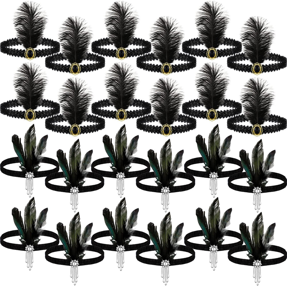 Ceenna bandeau rétro années 20 noir plume, parfait pour soirée.