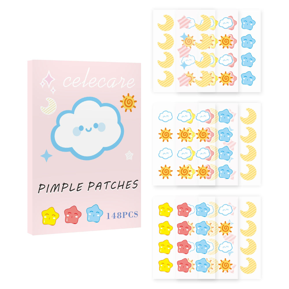 CELECARE patch étoiles bleues souriantes, protection discrète et ciblée pour les boutons.