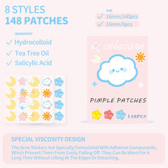 CELECARE patch étoiles rouges souriantes, soin ciblé et absorption des impuretés.