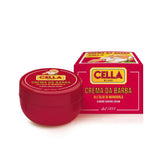 Cella Milano crème de rasage amande dans un pot, hydratante et riche.