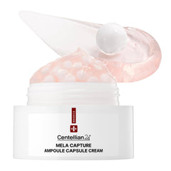 CENTELLIAN 24 Madeca Mela Capture Ampoule montrant les capsules pour un teint lumineux.