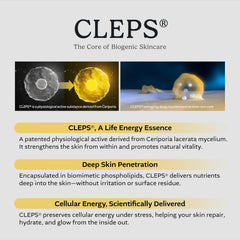 CepoLAB Biogenic Essence, CLEPS-symbol, énergie cellulaire pour peau visiblement vivifiée.
