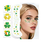 Tatouages Cerlaza Saint-Patrick avec paillettes or, rendu festif et durable.