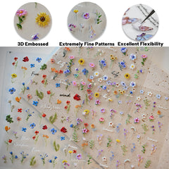 Ensemble de 3 feuilles de motifs floraux faciles à poser