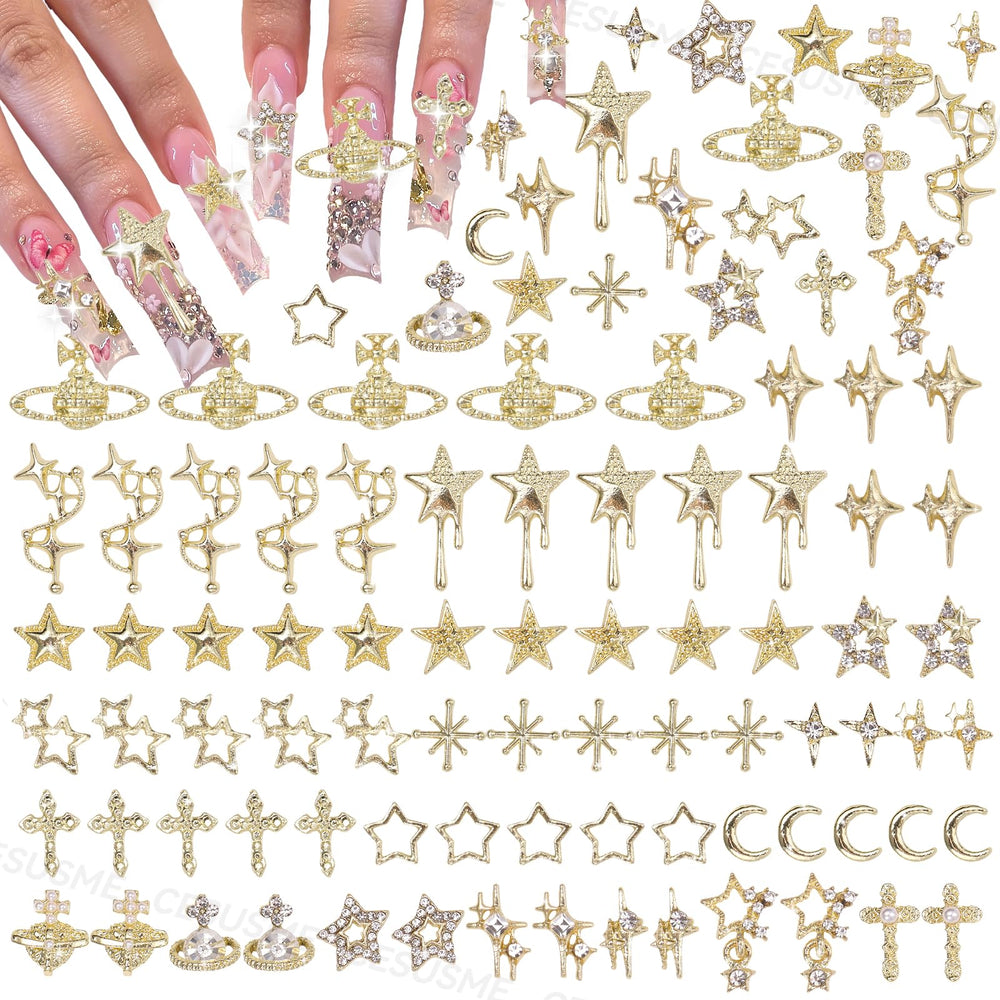 CESUSME charme doré pour ongles Étoile, éclat scintillant et look élégant.