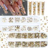 CESUSME rhinestones champagne doré pour ongles, brillance éclatante pour manucure.