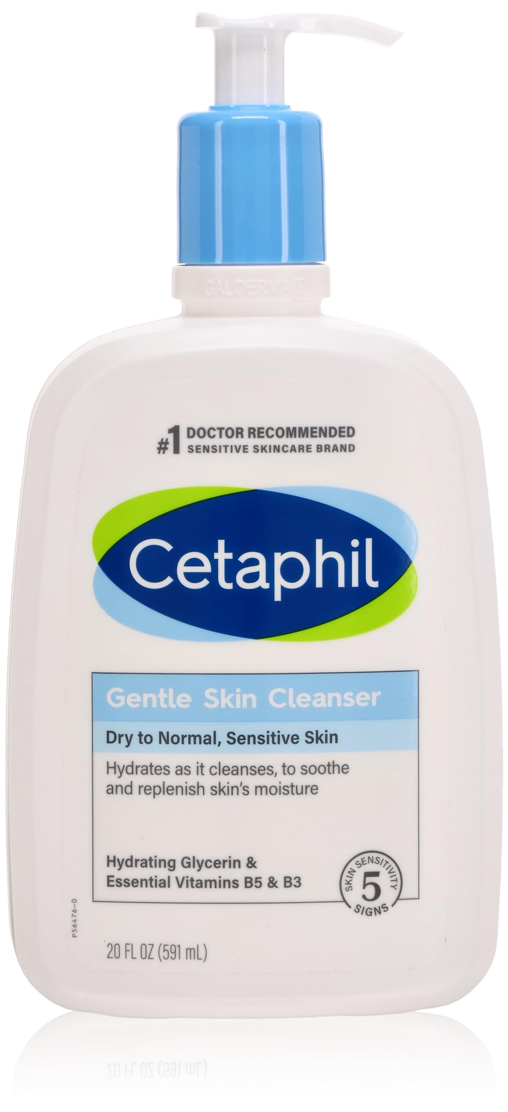 Cetaphil Gentle Skin Cleanser en bouteille de 600 ml nettoie en douceur tout en préservant l’hydratation.