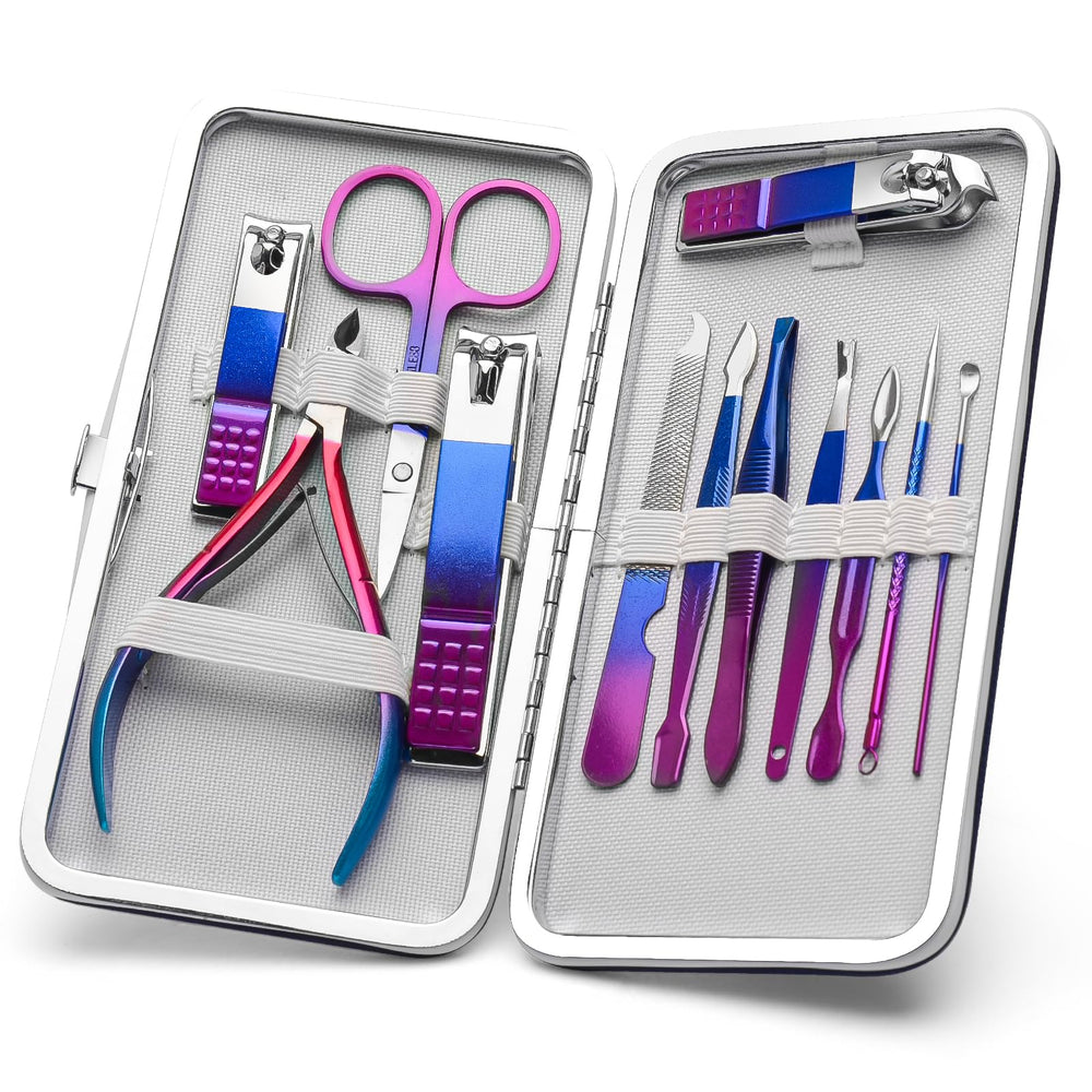 CGBE ensemble-manucure-12-piece avec étui voyage luxueux pour soins à domicile et en déplacement.