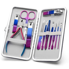 CGBE ensemble-manucure-12-piece avec étui voyage luxueux pour soins à domicile et en déplacement.