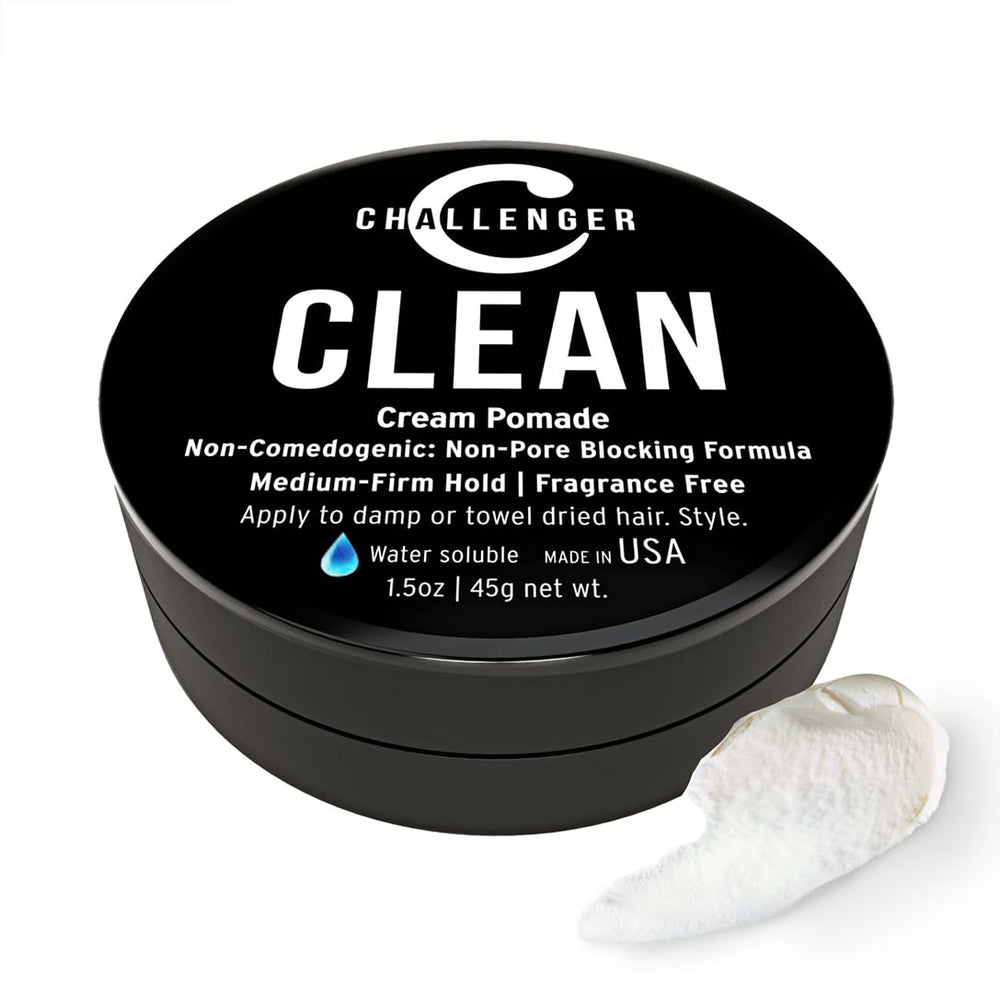 Challenger Crème Pomade sans parfum; adaptée peau sensible et pores libres.