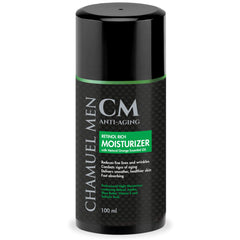 CHAMUEL MEN Daily Face Cream bottle demonstrates retinol for nighttime skin renewal