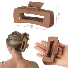 CHANDAT clips cheveux rectangle grand marron-clair, style moderne et pratique au quotidien.