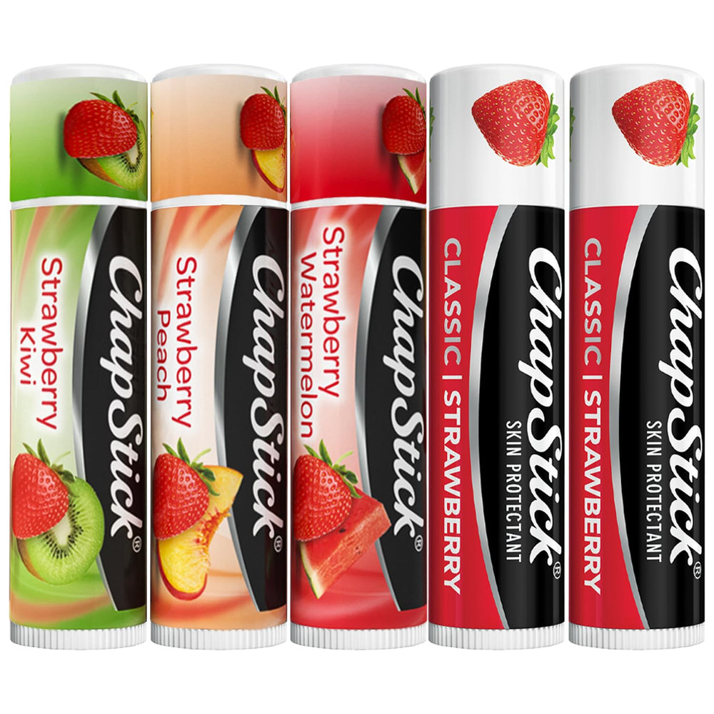 ChapStick fraise-kiwi emballage montrant le lot Remix pratique pour les déplacements.
