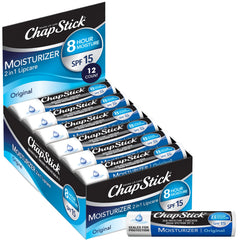 ChapStick hydratant 2-en-1 SPF15 en tube, lèvres protégées et hydratées.