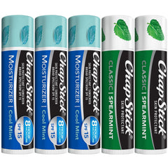 ChapStick Menthe Fraîche baume lèvres tube ouvert pour hydratation rapide.