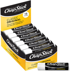 ChapStick baume lèvres original, tube compact pour hydratation rapide des lèvres sèches.