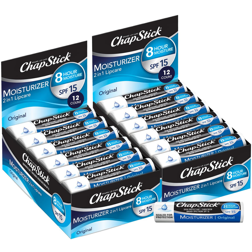 ChapStick Original baume lèvres SPF15, hydratation durable pour lèvres sensibles.
