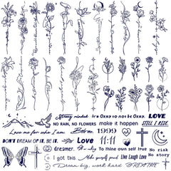 Tatouage CHARLENT fleurs et mots: motif petit et réaliste pour le quotidien