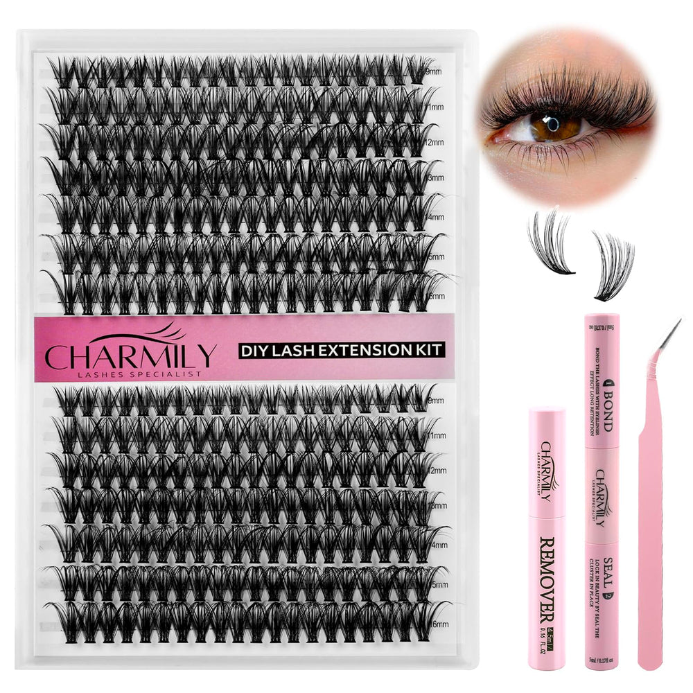 Charmily kit d'extensions cils à domicile, ensemble complet pour débutants.