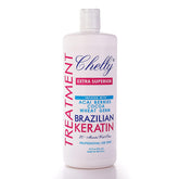 Chelly Kératine Brésil Supérieure Extra, bouteille chocolatée avec soin capillaire nourrissant.