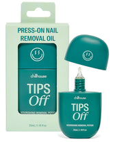 Chillhouse Tips Off, dissolvant doux en bouteille, pour enlever la colle sans trempage.