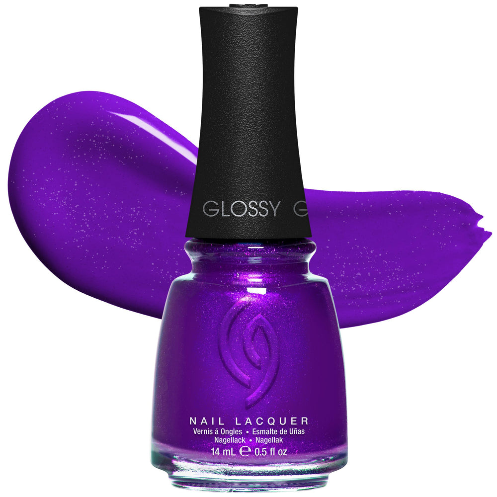 China Glaze Coconut Kiss: bouteille vernis violet profond avec brillance nacrée