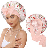 CHLINS bonnet satin double couche protège les cheveux pendant la nuit et préserve l'hydratation