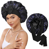 CHLINS bonnet satin double couche pour dormir, protection nocturne des cheveux