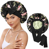 Bonnet CHLINS satin avec bande élastique large, maintien confortable toute la nuit pour cheveux protégés.