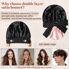 CHLINS bonnet satin double-couche, protection capillaire nocturne durable.