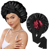 CHLINS bonnet satin texture soyeuse plan rapproché, douceur capillaire.