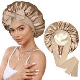 CHLINS bonnet satin nuit, bande-elastique pour maintien confortable toute la nuit