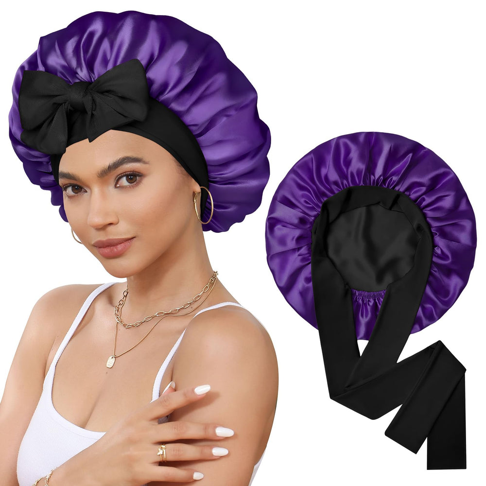 CHLINS bonnet satin nuit – maintien sûr des cheveux pendant le sommeil.